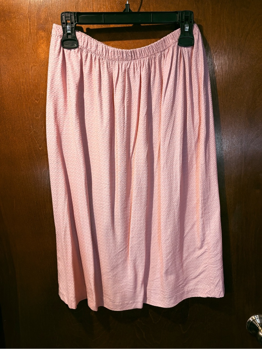 Light Pink Midi Skirt with Elastic Waist